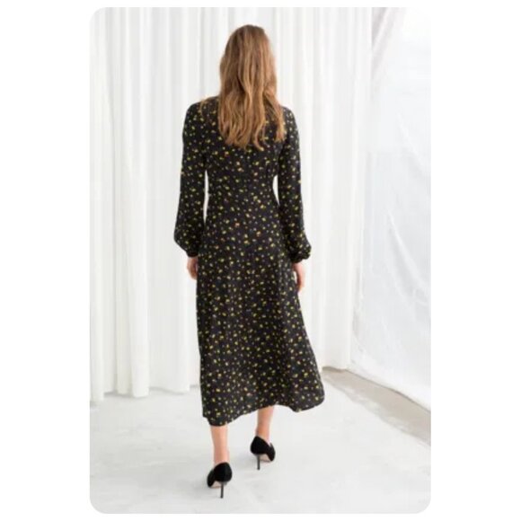 & Other Stories Black Floral Midi Dress - Picture 2 of 9